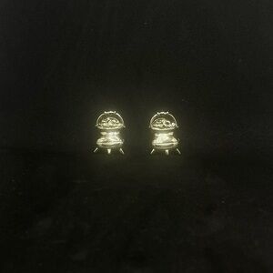 Gold UFO Shaped Earrings